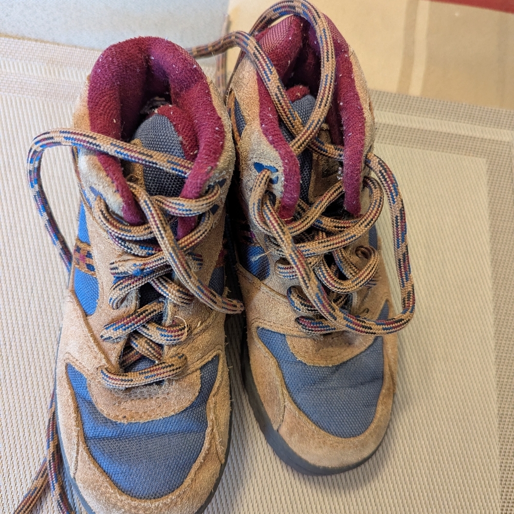 Kids Brown and Blue Hiking Shoes